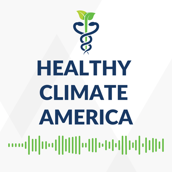Logo for the Healthy Climate America podcast
