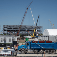 An artificial intelligence data center is built on land once slated for development by Foxconn in Mount Pleasant on Wednesday, May 8, 2024, in Mount Pleasant, Wis. Angela Major/WPR